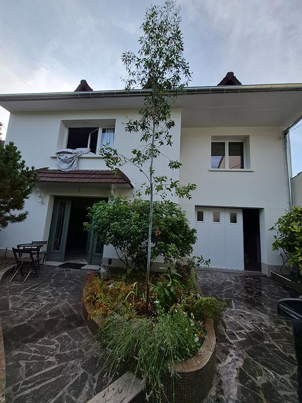 Façade de maison avec chiens-assis après ravalement armé